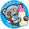 Bear with a bottle of milk badge machine embroidery design